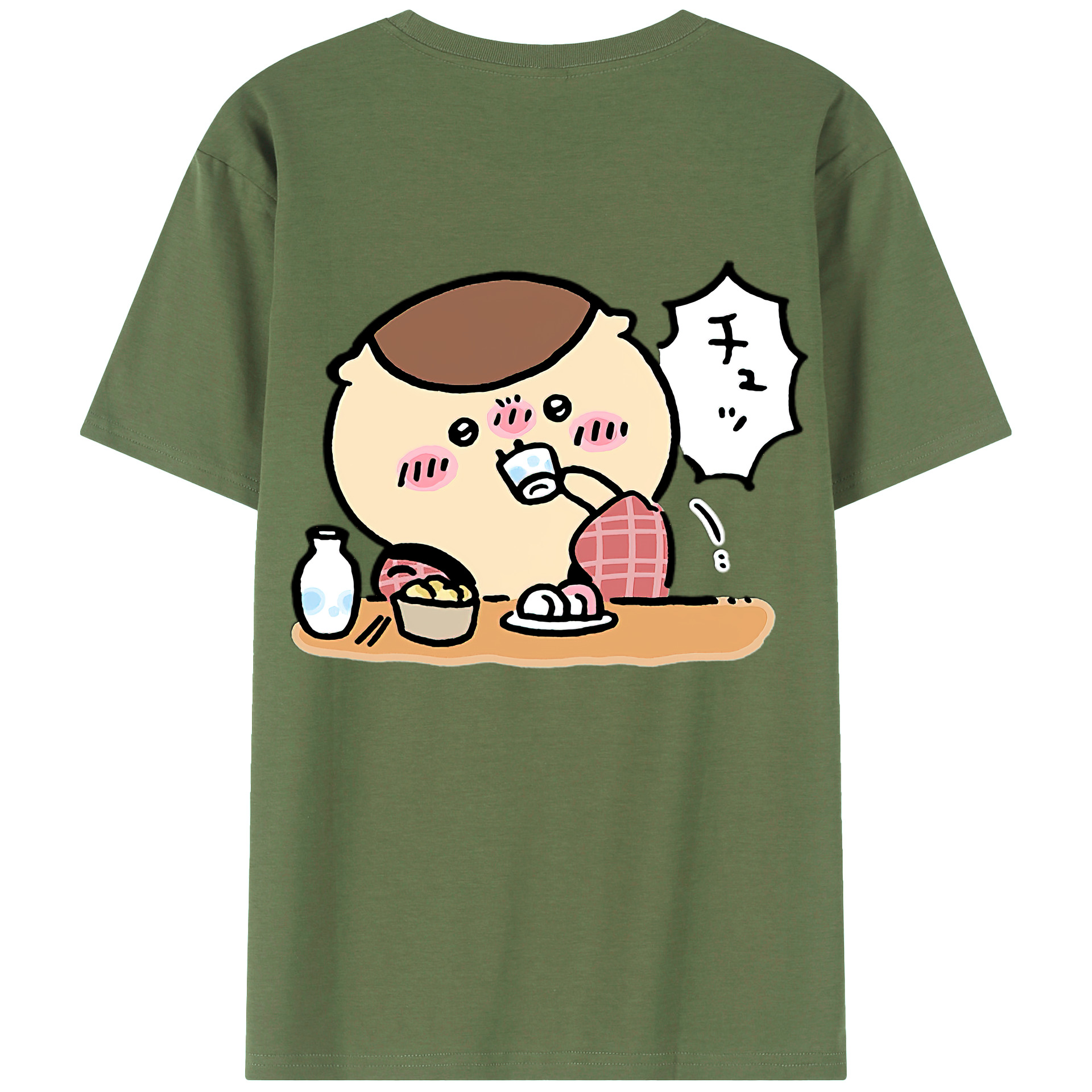 （画像用） ちいかわ くりまんじゅう Chii-kawa kuri manjū 綿100％ メンズ半袖Tシャツ（バックプリント） 通気性